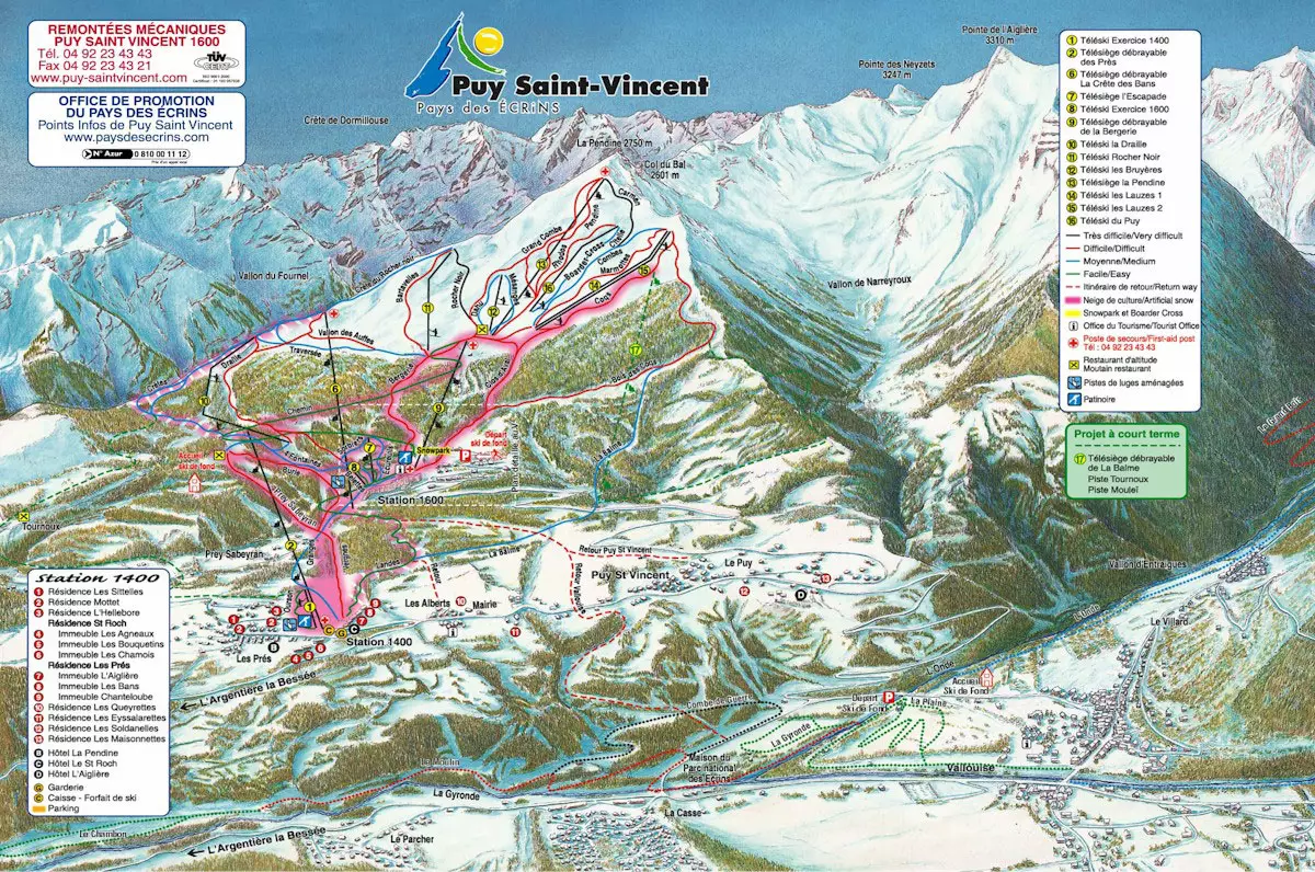 plan des pistes Puy Saint Vincent