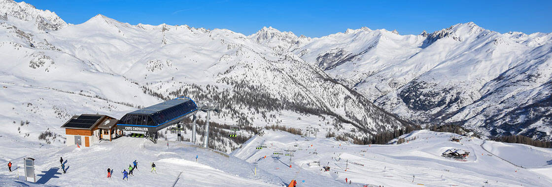 panoramic view on cote chevalier ski lifts