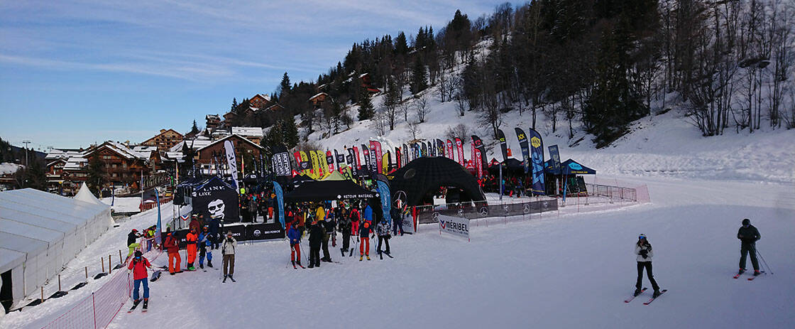 village pour tests de skis pour les professionnels à Meribel